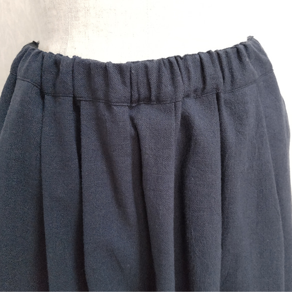コットン　ガウチョパンツ　スカーチョ　ネイビー　紺　綿　フリーサイズ 3枚目の画像