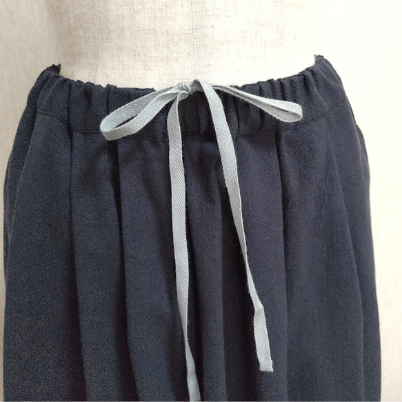 コットン　ガウチョパンツ　スカーチョ　ネイビー　紺　綿　フリーサイズ 4枚目の画像