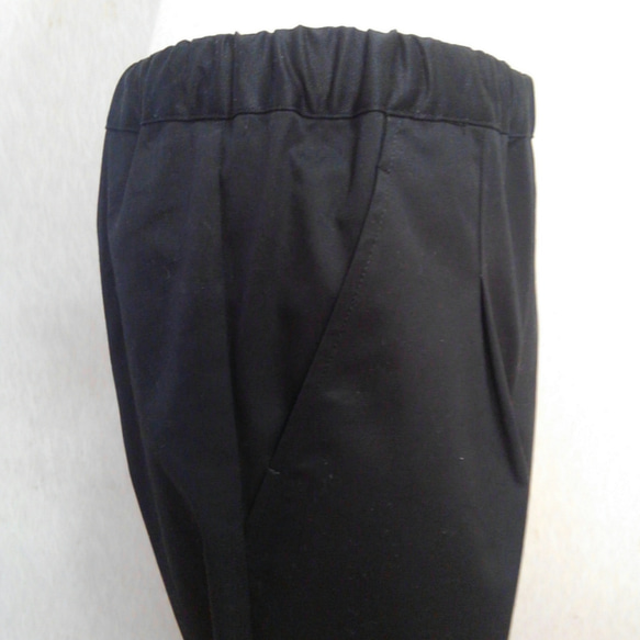 コットン　ストレッチ　ワイドパンツ　ブラックパンツ ロングパンツ　黒　綿　Lサイズ 2枚目の画像