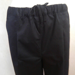コットン　ストレッチ　ワイドパンツ　ブラックパンツ ロングパンツ　黒　綿　Lサイズ 3枚目の画像