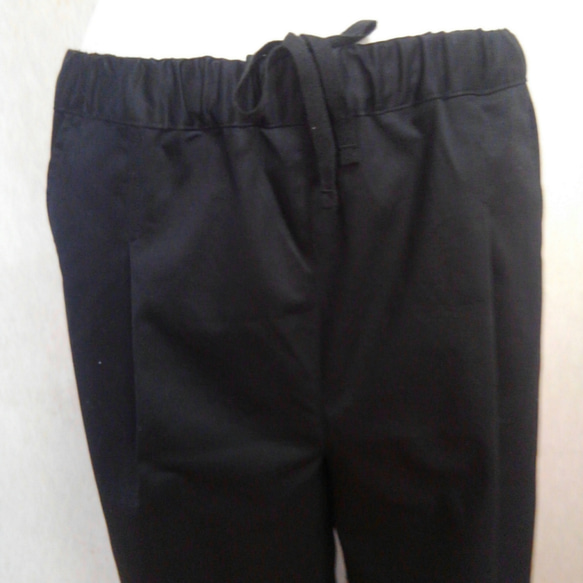 コットン　ストレッチ　ワイドパンツ　ブラックパンツ ロングパンツ　黒　綿　Lサイズ 3枚目の画像