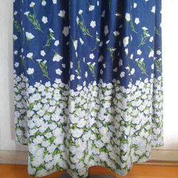 (送料無料)ネモフィラ　コットンリネンスカート　ティアードスカート　ネイビー　紺　綿麻　フリーサイズ　(受注制作) 3枚目の画像
