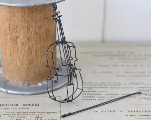 ワイヤーバイオリンオブジェショッピングカートセット