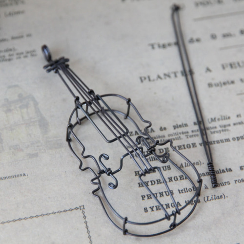 ワイヤーバイオリンオブジェショッピングカートセット