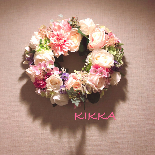 受注販売】アーティフィシャル☆フラワーリース50㎝ アート