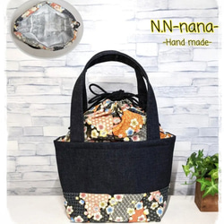 デニムと迷彩柄の肩掛けトートバッグ.71 トートバッグ N.N -nana