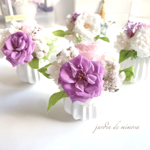 ミニ仏花 クリアケース付き！コンパクト プリザーブドフラワー