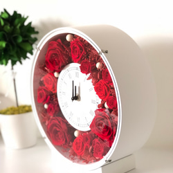 再販♡真っ赤な花時計（置き&掛け）花色変更可能！ウェディング♡花時計 プリザーブドフラワー 3枚目の画像