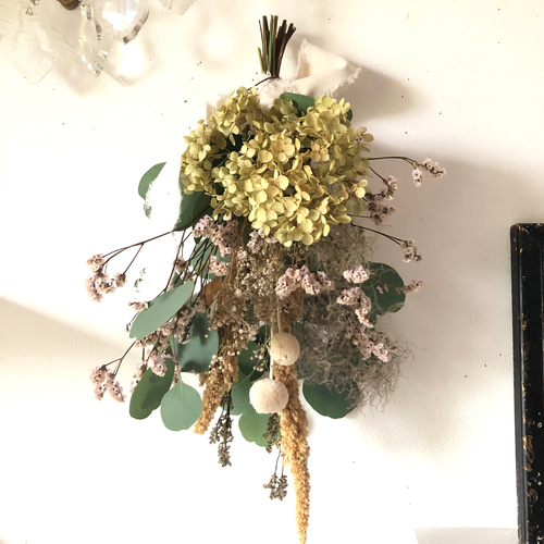 ドライフラワー スワッグアナベルユーカリ