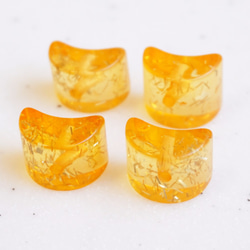 Import 4pcs  Acrylic Beads アクリルビーズorange キラキラmoon　在庫限 2枚目の画像