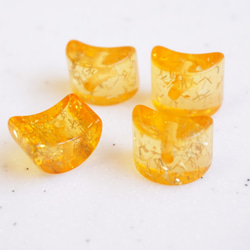 Import 4pcs  Acrylic Beads アクリルビーズorange キラキラmoon　在庫限 3枚目の画像