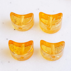 Import 4pcs  Acrylic Beads アクリルビーズorange キラキラmoon　在庫限 1枚目の画像