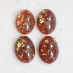 Cabochon カボション 25x18mm 4個 デコパーツ brown キラキラ玉虫 2枚目の画像