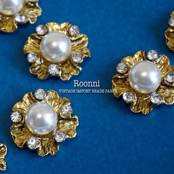 4PCS IMPORT GOLD CABOCHON PARTS 貼り付け カボーション ビジューパーツ 1枚目の画像