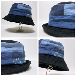 Mixed hat.冬の組み布の帽子。ハナサク 3枚目の画像