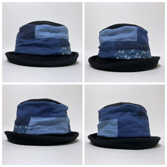 Mixed hat.冬の組み布の帽子。ハナサク 5枚目の画像