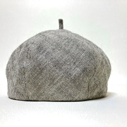 シェットランドウールリネンヘリンボン秋冬のベレー帽/グレー 5枚目の画像