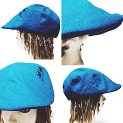 夏色あらいざらし帆布のふっくらソフトなハンチング帽子　プラティパス　夏の海色 3枚目の画像
