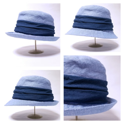 洗いざらしのリネンで作った「夏の空色帽子。」 4枚目の画像