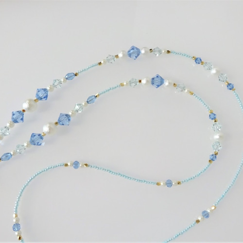 きらきらビーズのネックストラップ プリンセスブルー＜送料込＞ ネック