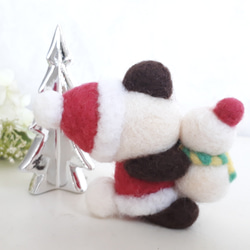 サンタパンダちゃんと雪だるまのクリスマス　羊毛フェルト 4枚目の画像