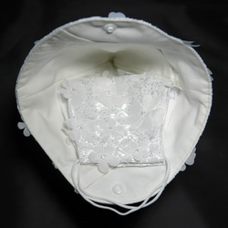 ストレッチレース マスクケース ホワイト 3D フラワー 刺繍 ウェディング レース 可愛い LASE-3D-W-MK 4枚目の画像