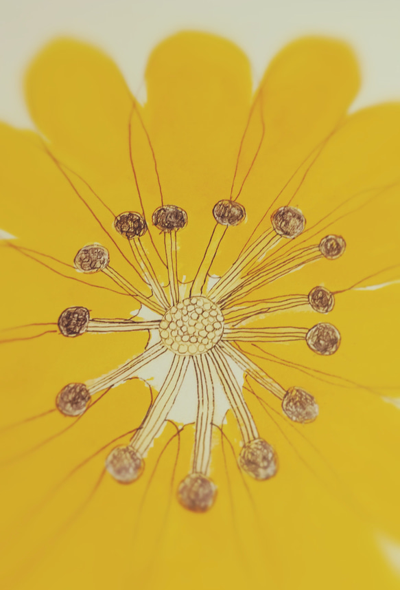 黄色い花３  原画  Ａ４ 2枚目の画像
