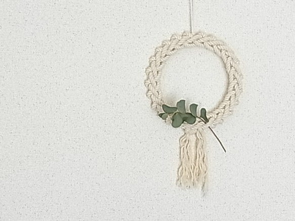 《再販》ボタニカル knot art リース　〈ドライユーカリ〉 1枚目の画像