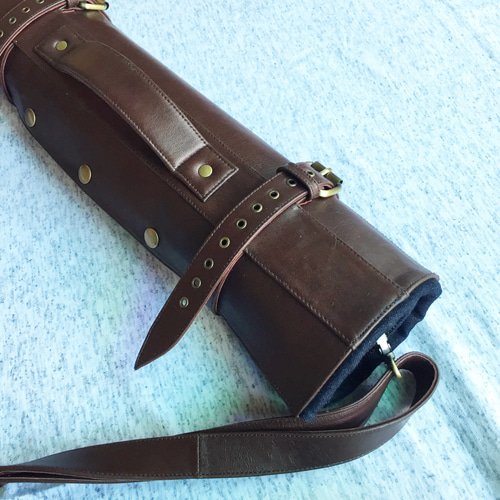 受注生産】現役シェフ監修 本革×デニムナイフロール 10本用 キャンプ