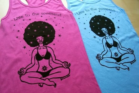 yocomoco.art yoga tank 2013 'Afro girl' PINK ピンク 1枚目の画像