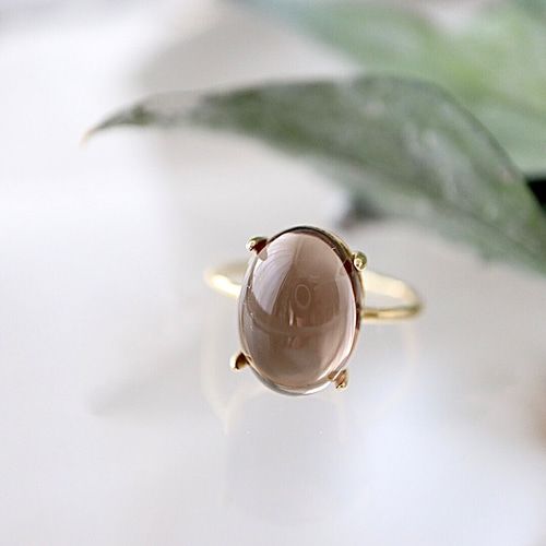 美しい。大粒！スモーキークォーツ 14mm 華奢リング 指輪・リング mint