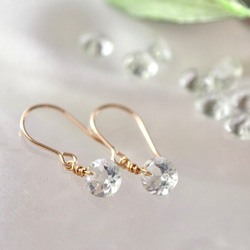 2月の誕生石✶選べる金具✶美しい透明感グリーンアメジスト ピアス・イヤリング サージカルステンレス 14kgf シルバー 1枚目の画像