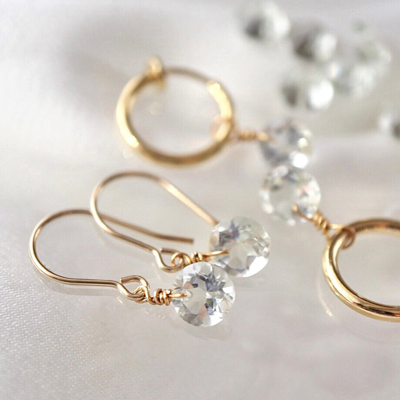 2月の誕生石✶選べる金具✶美しい透明感グリーンアメジスト ピアス・イヤリング サージカルステンレス 14kgf シルバー 3枚目の画像