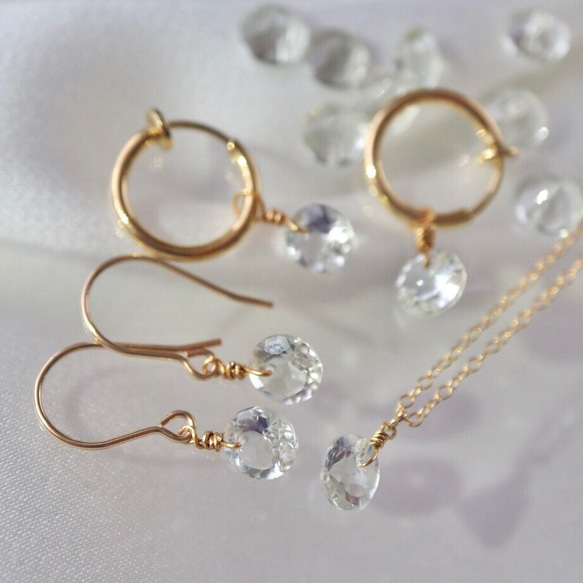 2月の誕生石✶選べる金具✶美しい透明感グリーンアメジスト ピアス・イヤリング サージカルステンレス 14kgf シルバー 5枚目の画像