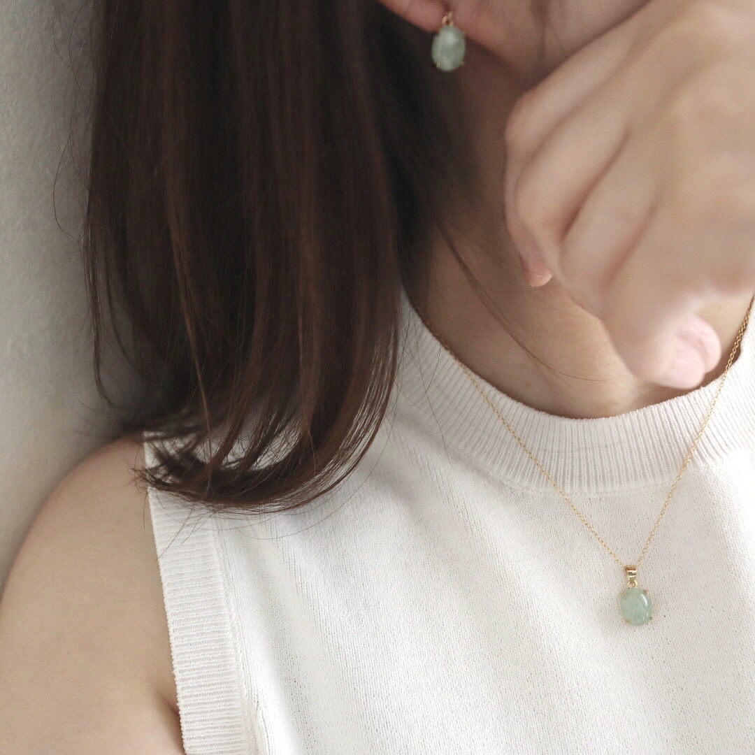 【 選べる金具＆長さ 】ビルマ産 翡翠 一粒ネックレス ✶ 5月の誕生石 ✶14kgf・シルバー925・ステンレス316 4,080円