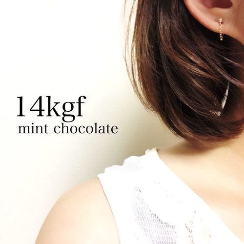 キャッチ一体で安心】小さな♪チェーン フープピアス 華奢 14kgf