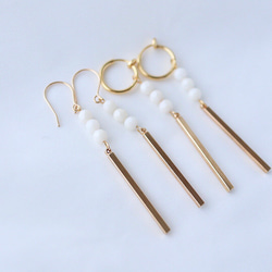 14kgf 白珊瑚(ホワイトコーラル)ピアス or イヤリング ピアス（フック