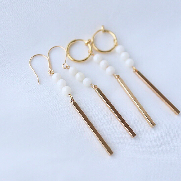 14kgf 白珊瑚(ホワイトコーラル)ピアス or イヤリング ピアス（フック