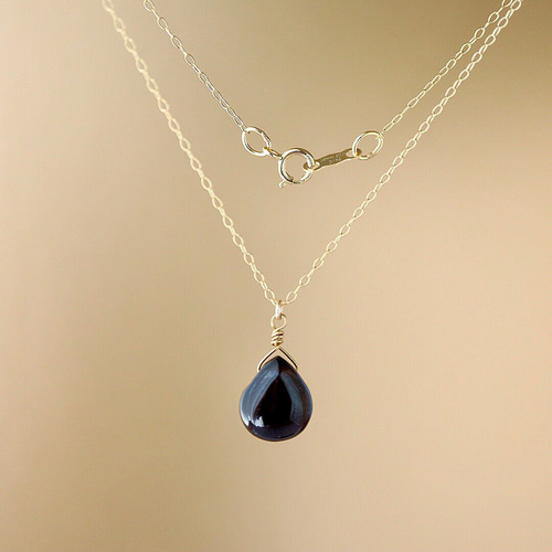選べる金具＆長さ】美しい黒色。モリオン(黒水晶)ネックレス