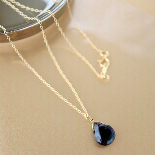 選べる金具＆長さ】美しい黒色。モリオン(黒水晶)ネックレス