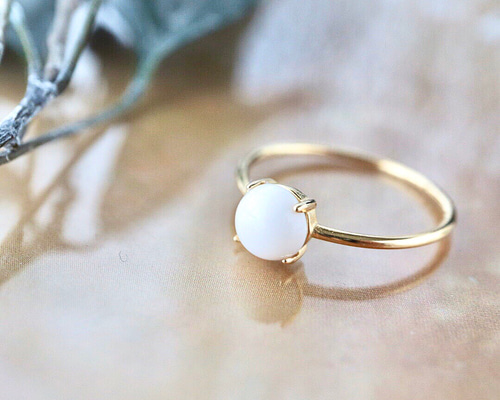 white “ ホワイトオニキス6mm 華奢リング 指輪・リング mint chocolate