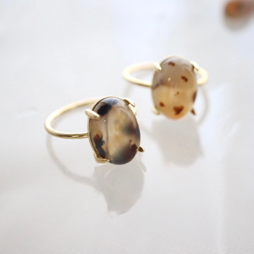 石が選べる✴︎一粒で主役級！大粒 モンタナアゲート 14mm 華奢リング