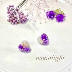 かすみ草 ハート レジンピアス/イヤリング♡purple ピアス（その他