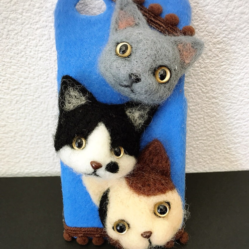 羊毛フェルト 手作り 猫 ブルーアイ