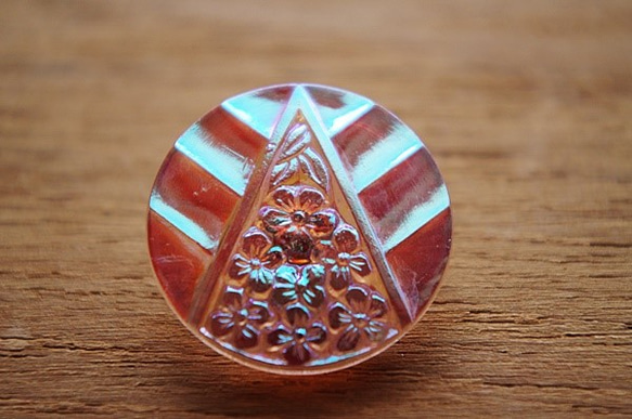 新品◆チェコ オレンジ系オーロラ 小花柄 ガラスボタン 1枚目の画像