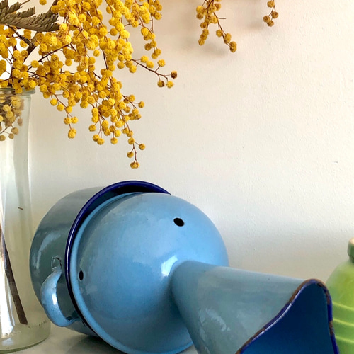 フランス蚤の市 ヴィンテージ60年代インへイラー☆ブルーレトロ