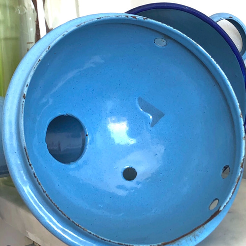 フランス蚤の市 ヴィンテージ60年代インへイラー☆ブルーレトロ