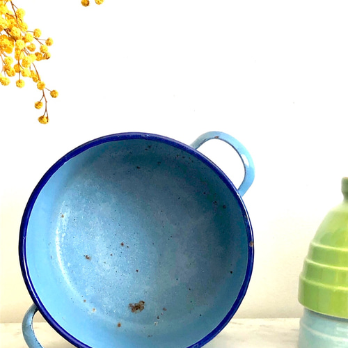 フランス蚤の市 ヴィンテージ60年代インへイラー☆ブルーレトロ