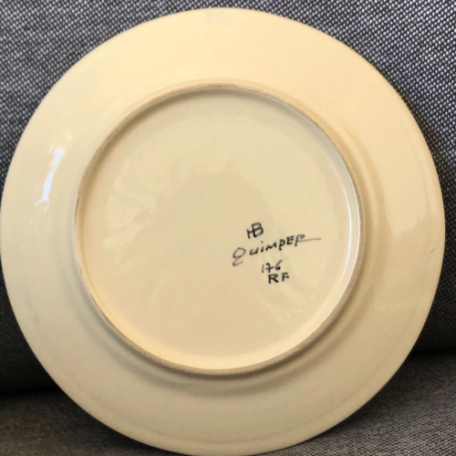フランス蚤の市ヴィンテージ○Quimperカンペール焼○ディナープレート