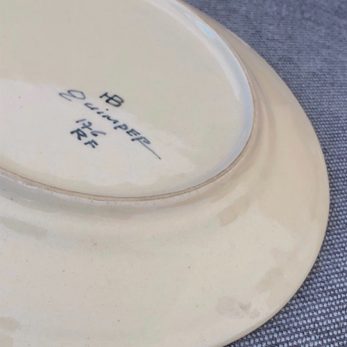 フランス蚤の市ヴィンテージ○Quimperカンペール焼○ディナープレート